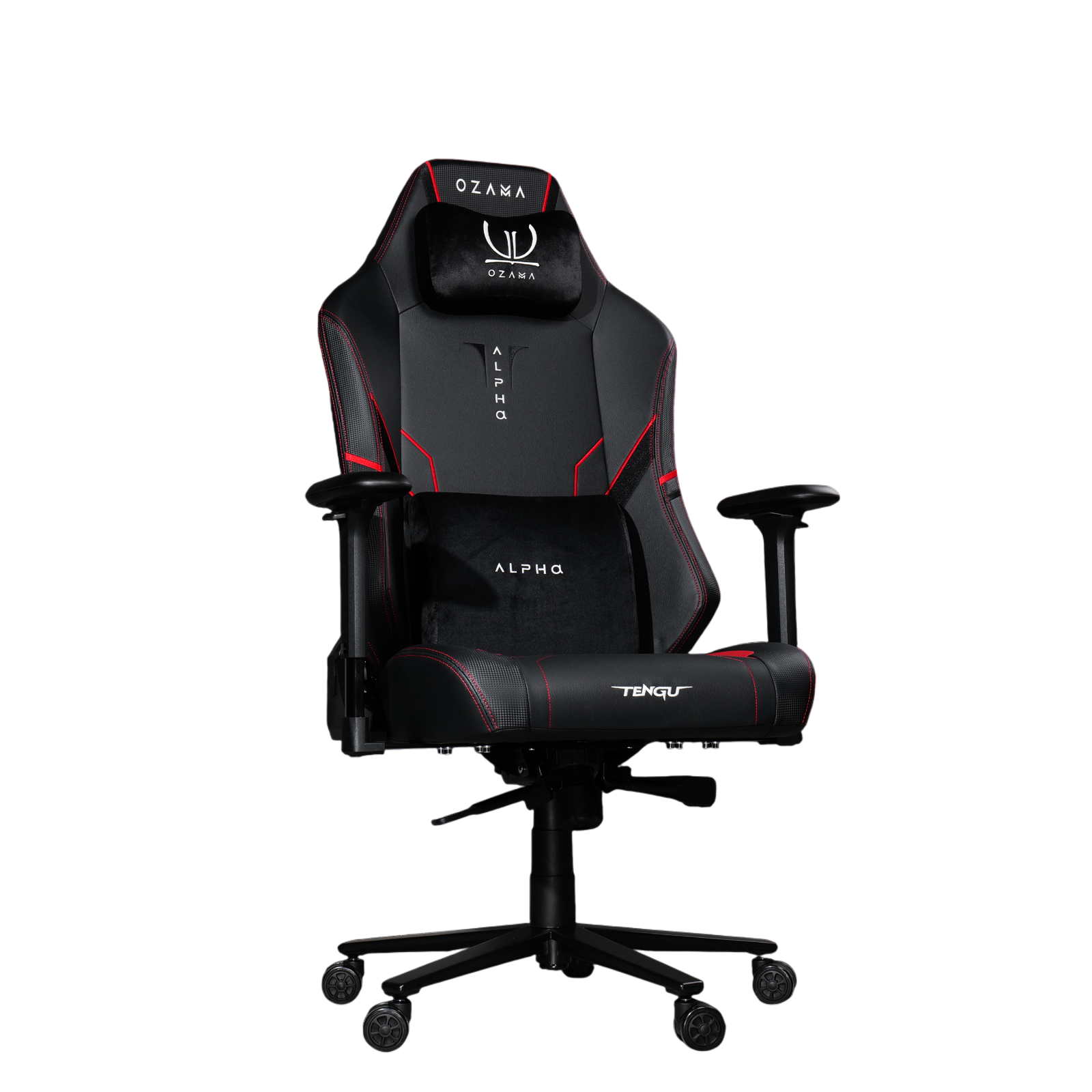 เก้าอี้เกมมิ่ง OZAMA ภายใต้แบรนด์ TENGUGAMINGGEARS รุ่น ALPHA TITAN (CH-APT-L-RD) สีดำแดง เบาะหนัง